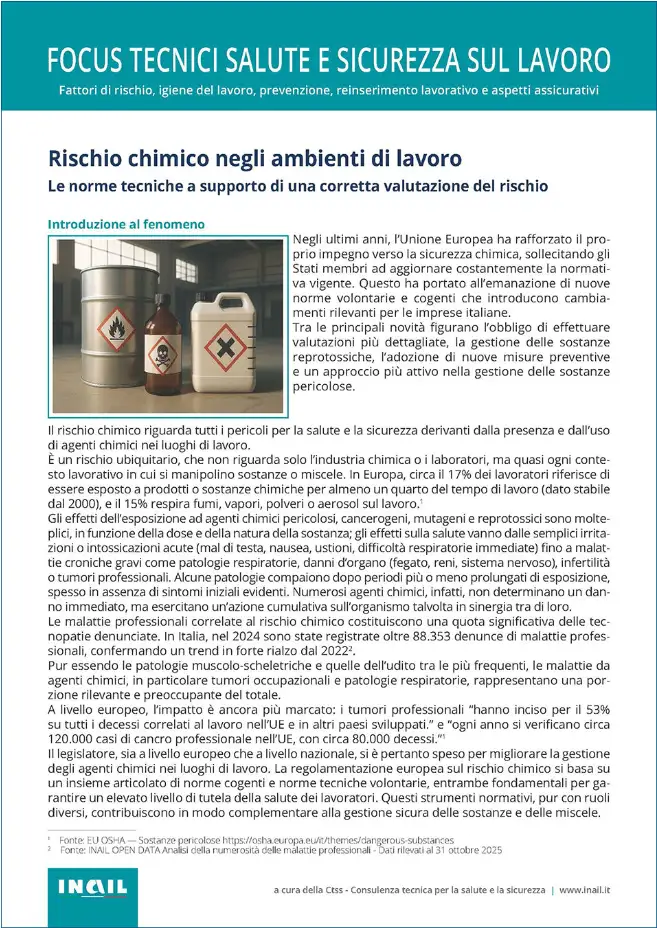 Rischio chimico negli ambienti di lavoro